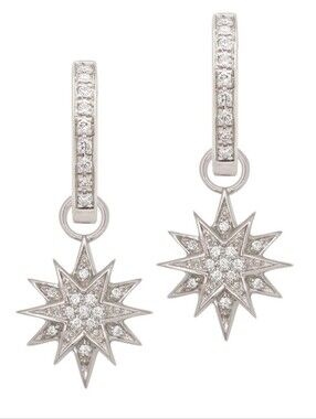 Oliver Smith 18k White Gold Diamond Pave Starburst Dangle Earrings